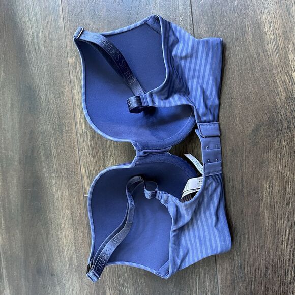 Victoria’s Secret NWT T-Shirt Push-up Bra Size 32DD Periwinkle Striped Full Cove - Picture 6 of 10